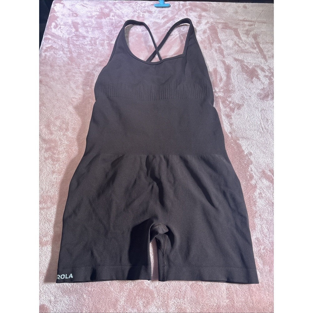 Aurola Compression 1 Piece Romper, Brown, Size Large. Racer Back. Body Shaper
